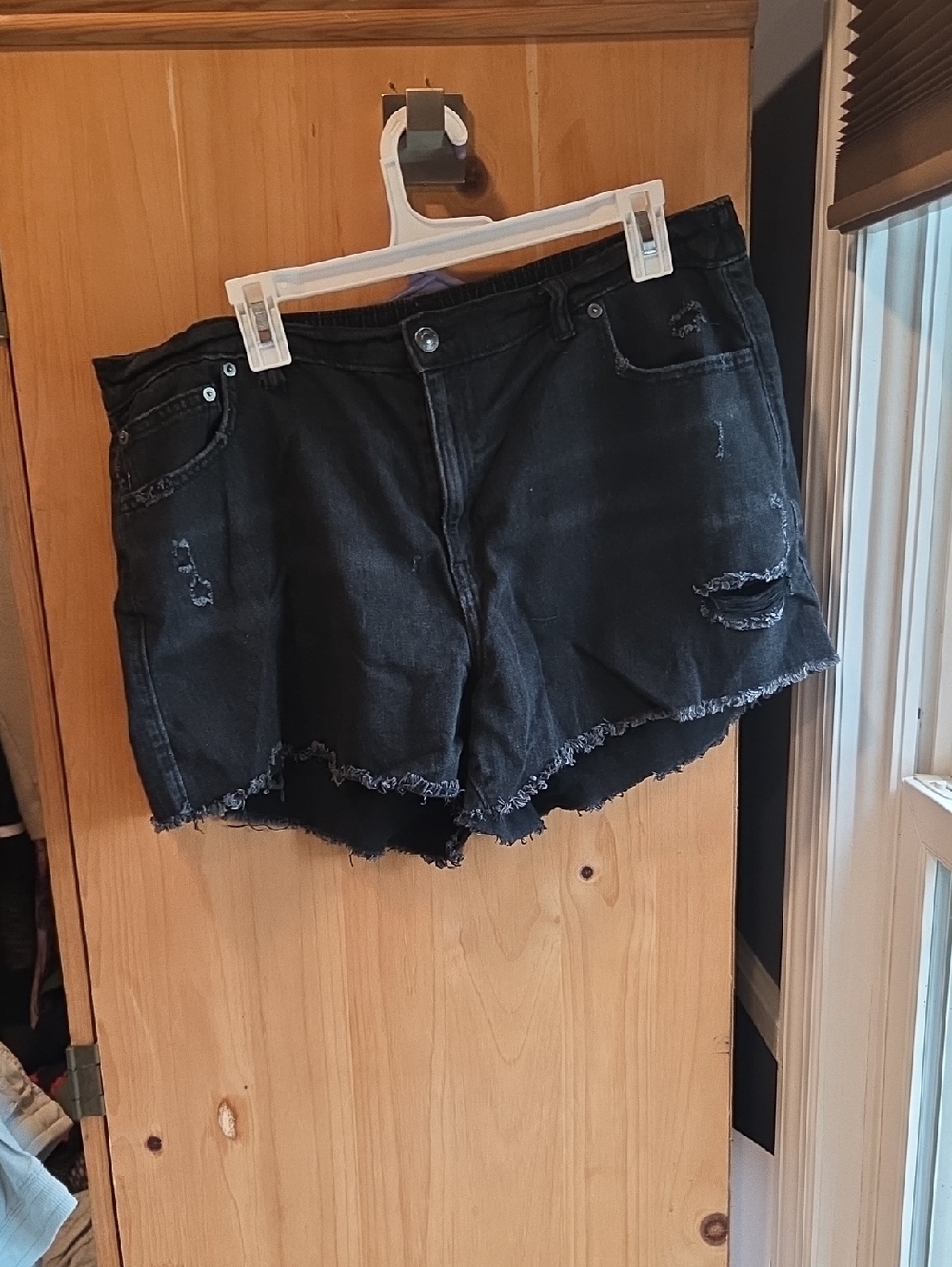 aerie Black Distressed Denim Jean Shorts